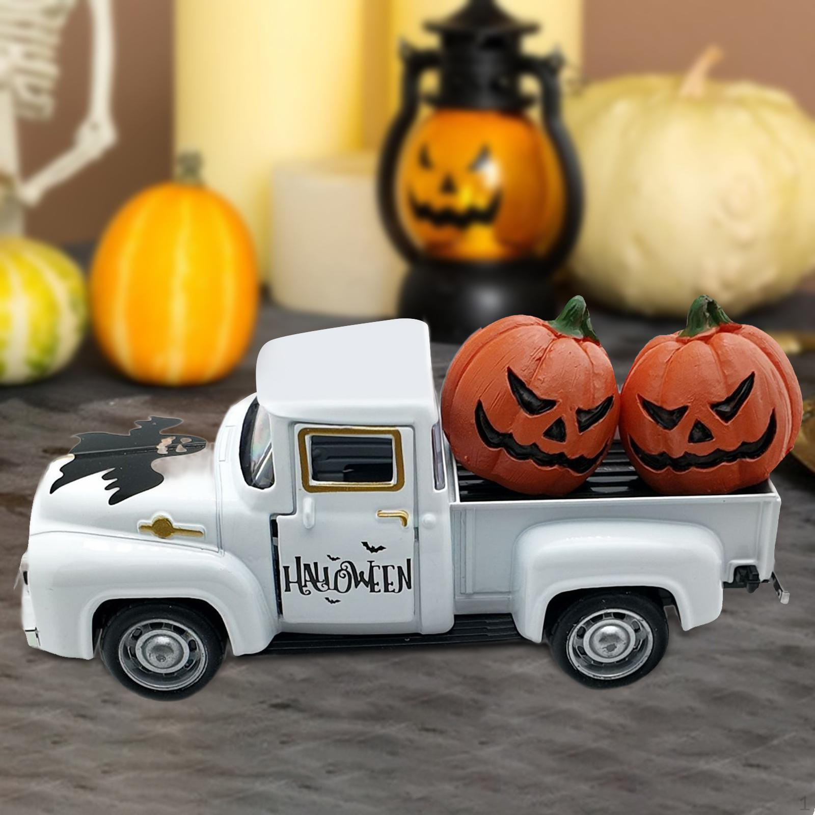 

Halloween Alloy Truck Model Table Decor Creative Scary Pumpkin for Favor белый