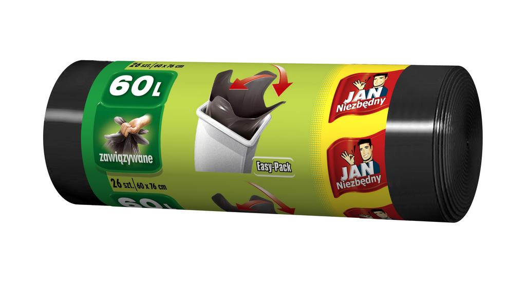 Jan Niezbędny worki na śmieci EasyPack czarne zawiązywane 60L 26 szt.