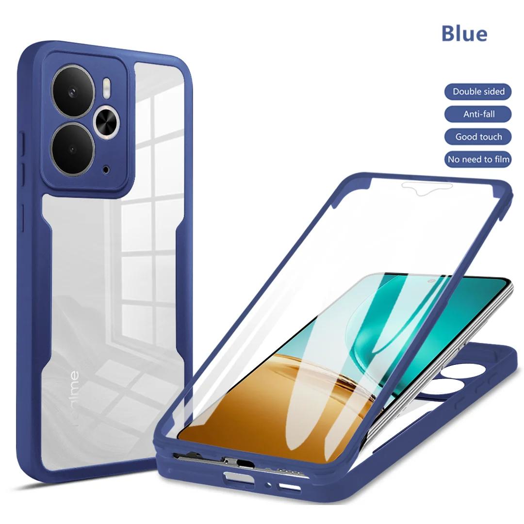 Защитная пленка на весь корпус 360, прозрачный чехол для Realme 14 15 Pro + размера плюс, противоударная крышка для телефона для Realme 14 15 14X Realme 14X 5G синий