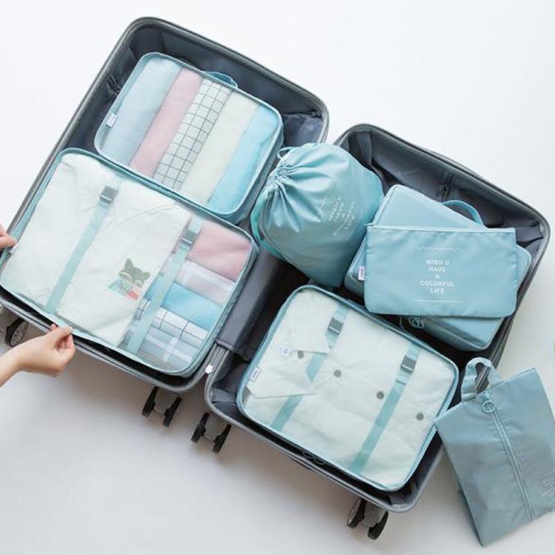 Twill Seven Piece Clothes Organizer Packing Bag Travel Luggage Clothing and Underwear Storage Bag