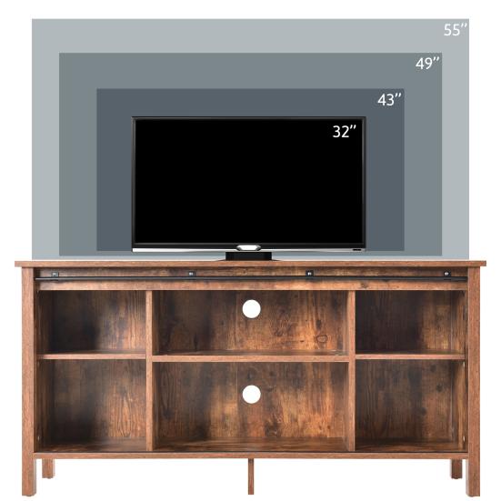 TV Stand Large Capacity Sturdy Construction Good Load-bearing Sliding Doors Retro Item Storage Heighten
