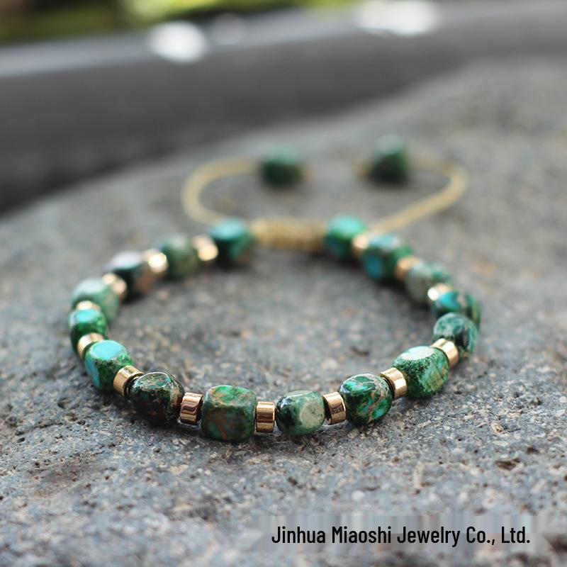 Bohemian Women's Colorful Imperial Shoushan Stone Bracelet, 5*7 Irregular Natural Stone Design