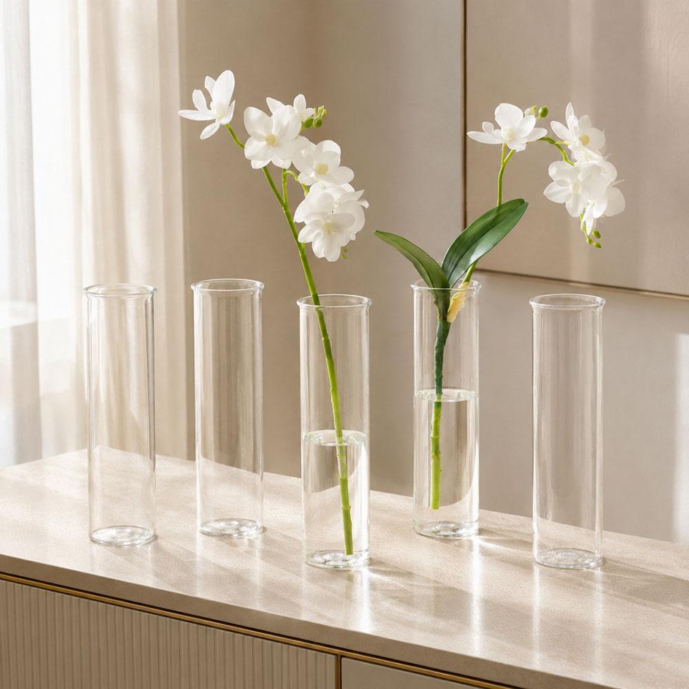 6/12PCS plastic cylindrical vases, high transparency vase set, suitable for simple desktop flower arrangement decoration