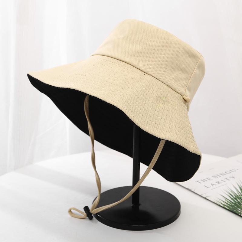 Simple Bucket Hat Women's Solid Color Double-sided Big-brimmed Sun Hat Tide Outdoor Sun Hat Foldable Basin Hat