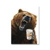 Funny Animals Drinking Coffee In the Morning, Poster Printing, Lama, Latte, Grizzly, Tiger Fox, Canvas, Painting, Decor for Kitchen,