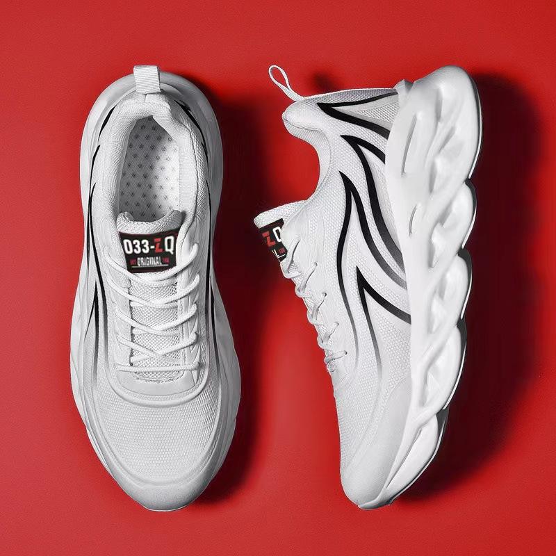 Fashion Men's Flame Printed Sneakers Flying Weave Sports Shoes Comfortable Running Shoes Outdoor Men Athletic Shoes Red Sneakers Man