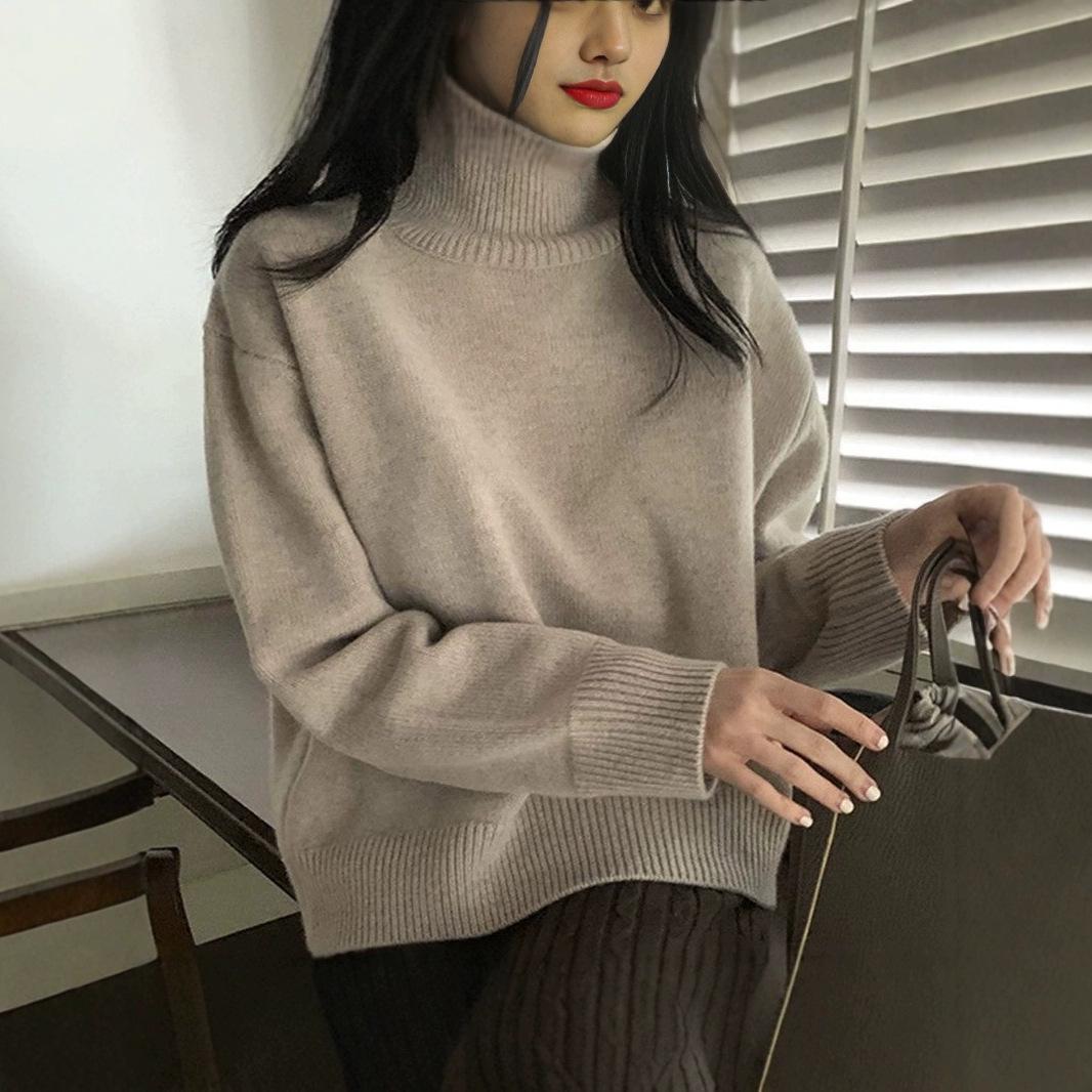 

Women s Knitted Sweater: Autumn/Winter Hong Kong Style, Lazy Fit, Slimming, Thick, Versatile as Outer or Inner Wear Medium белый