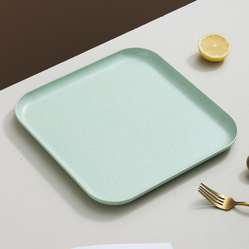 Inyahome Set of 1/4/10 Wheat Straw Square Dinner Dish Snack Dessert Plates for Vegetable Fruit Cake Bread Serving Plate Tray