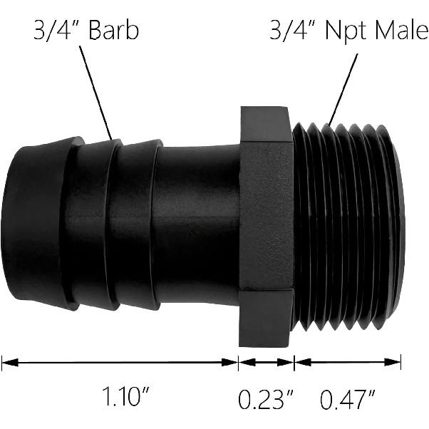 20 Pcs 3/4" Barb X 3/4" NPT Male Connector, Plastic Hose Barb Fitting, Adapter, Industrial Hose Barb To Pipe Fittings Connect