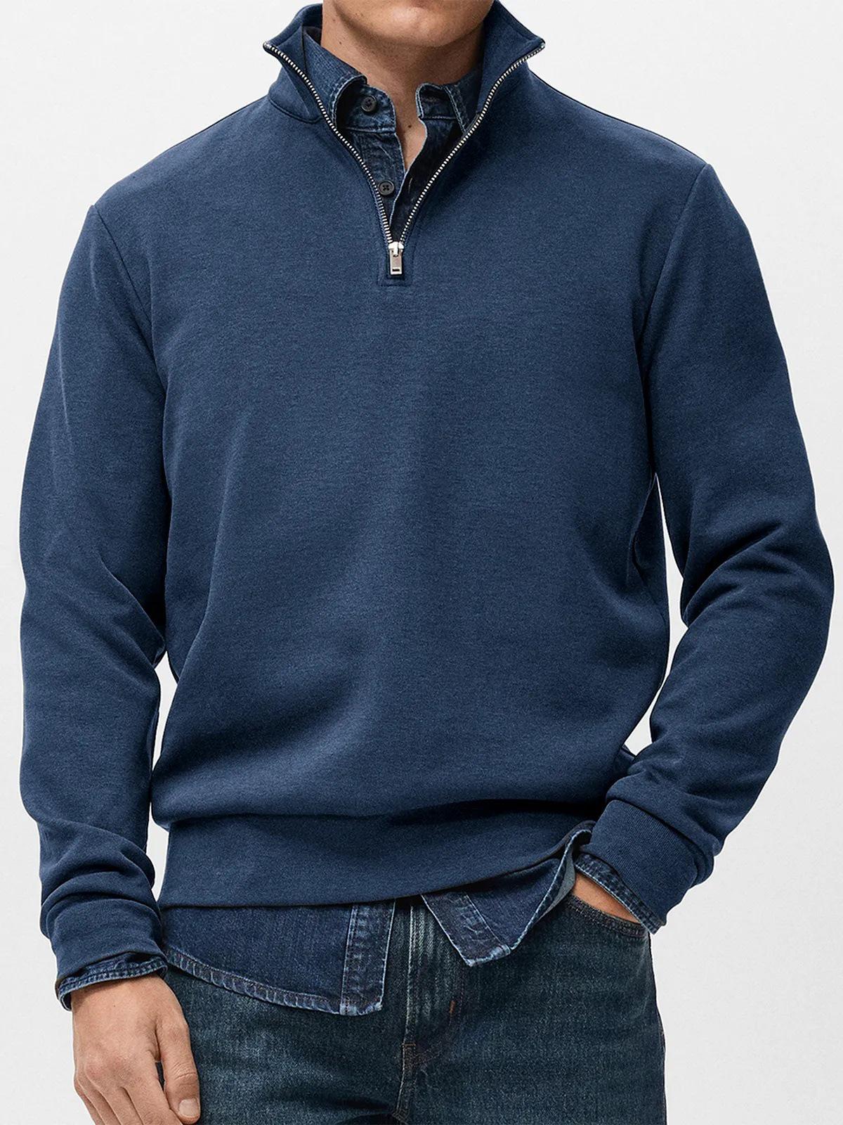 

Men s Fashion Half-Zip Hoodie Sweatshirt with Stand Collar 4XL