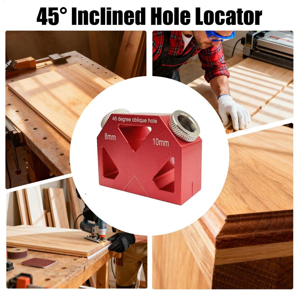 45 Degree Inclined Hole Locator Jig Precision Woodworking Drilling Guide For Furniture Cabinet Deck Stairs Handrail DIY Tool