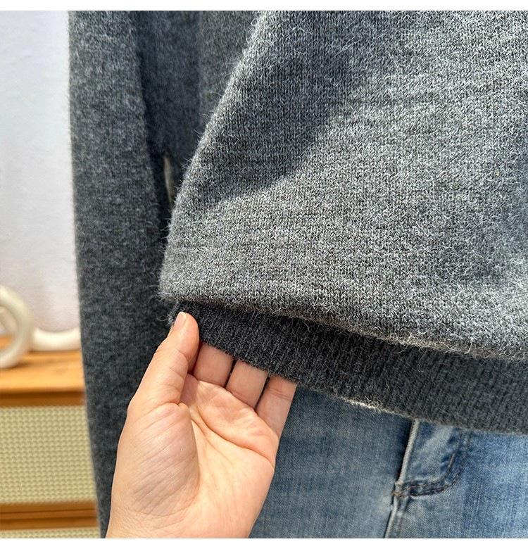 Women's Lace Off-The-Shoulder Long-Sleeve Knit Sweater Coat - Faux Two-Piece Design for Autumn/Winter