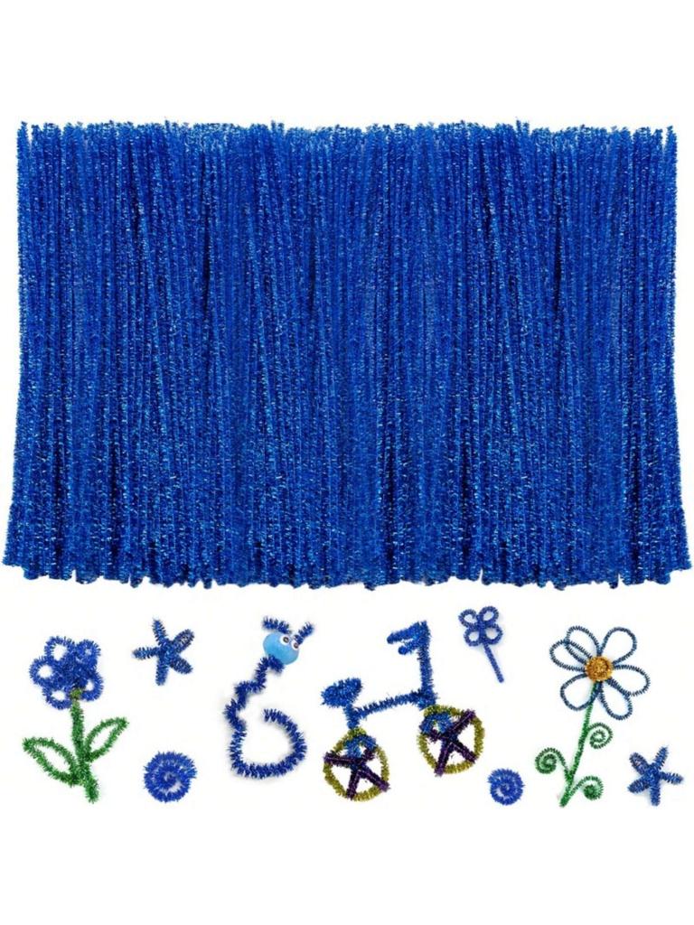 100/300 PCS 6 Colors Gradient Blue Pipe Cleaners Chenille Stems, Pipe Cleaners Craft, Pipe Cleaners Set for DIY Art and Craft