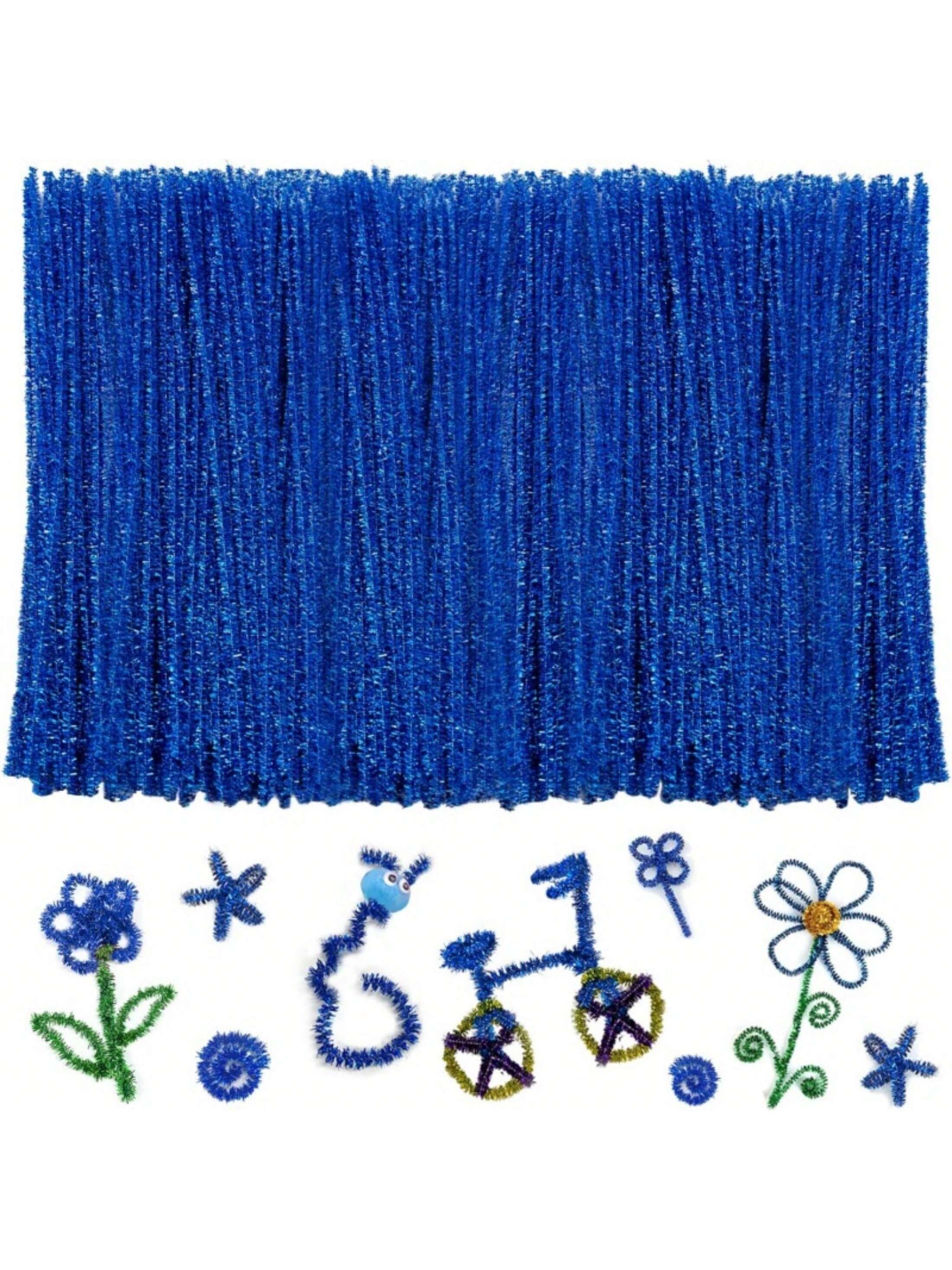 

100/300 PCS 6 Colors Gradient Blue Pipe Cleaners Chenille Stems, Pipe Cleaners Craft, Pipe Cleaners Set for DIY Art and Craft