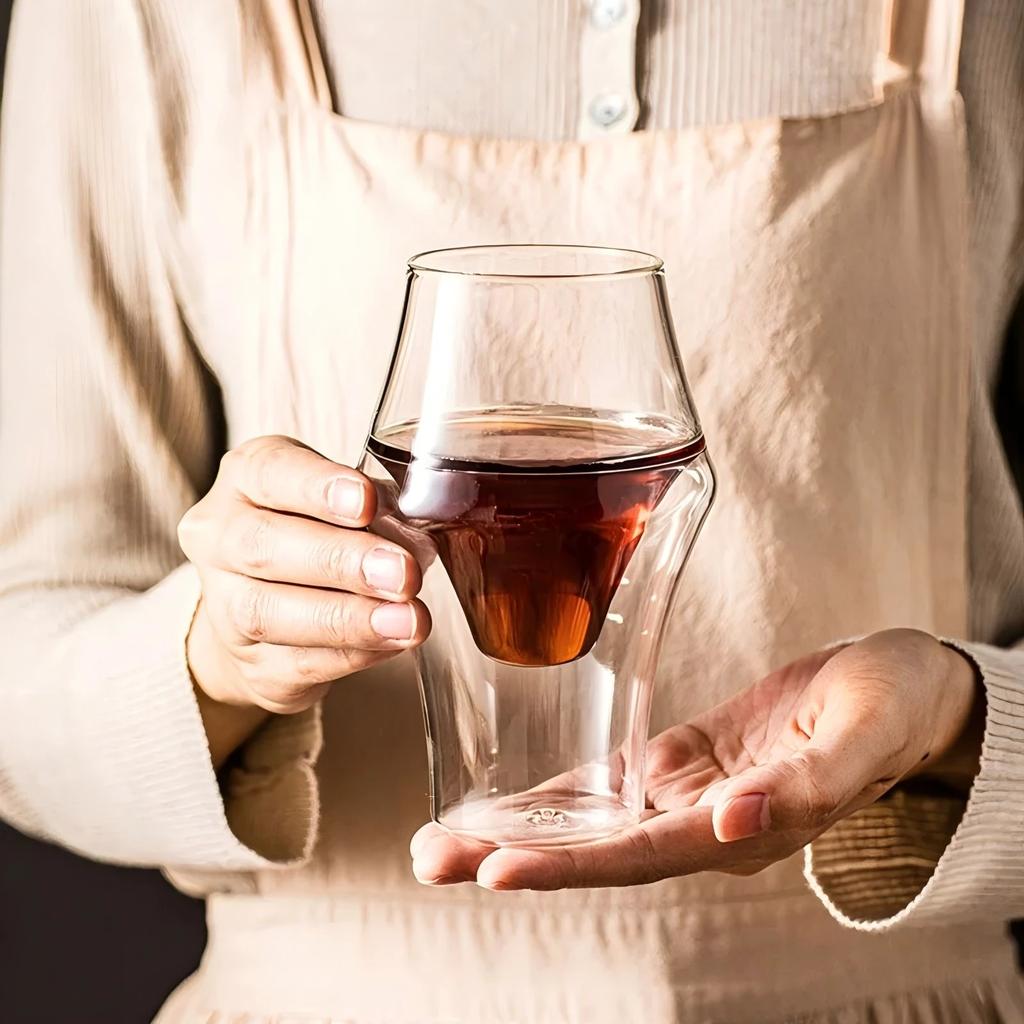 1/2 Stück doppelwandiger Glasbecher mit Hängeohr Espresso-Kaffeebecher, verbrühsicher, für Milch, Brandy, Wein, Teetasse, klares Becher-Set, Trinkgeschirr