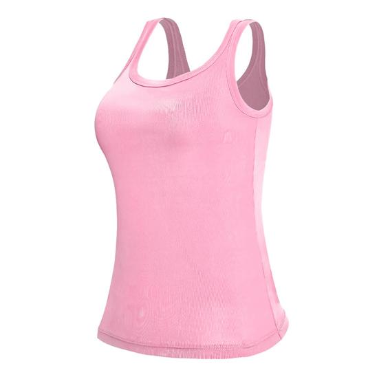 Yoga Vest Super Soft Stretch Fabric Built-in Bra Camisole Square Neck Sleeveless Slim Fit Layering Tops Activewear