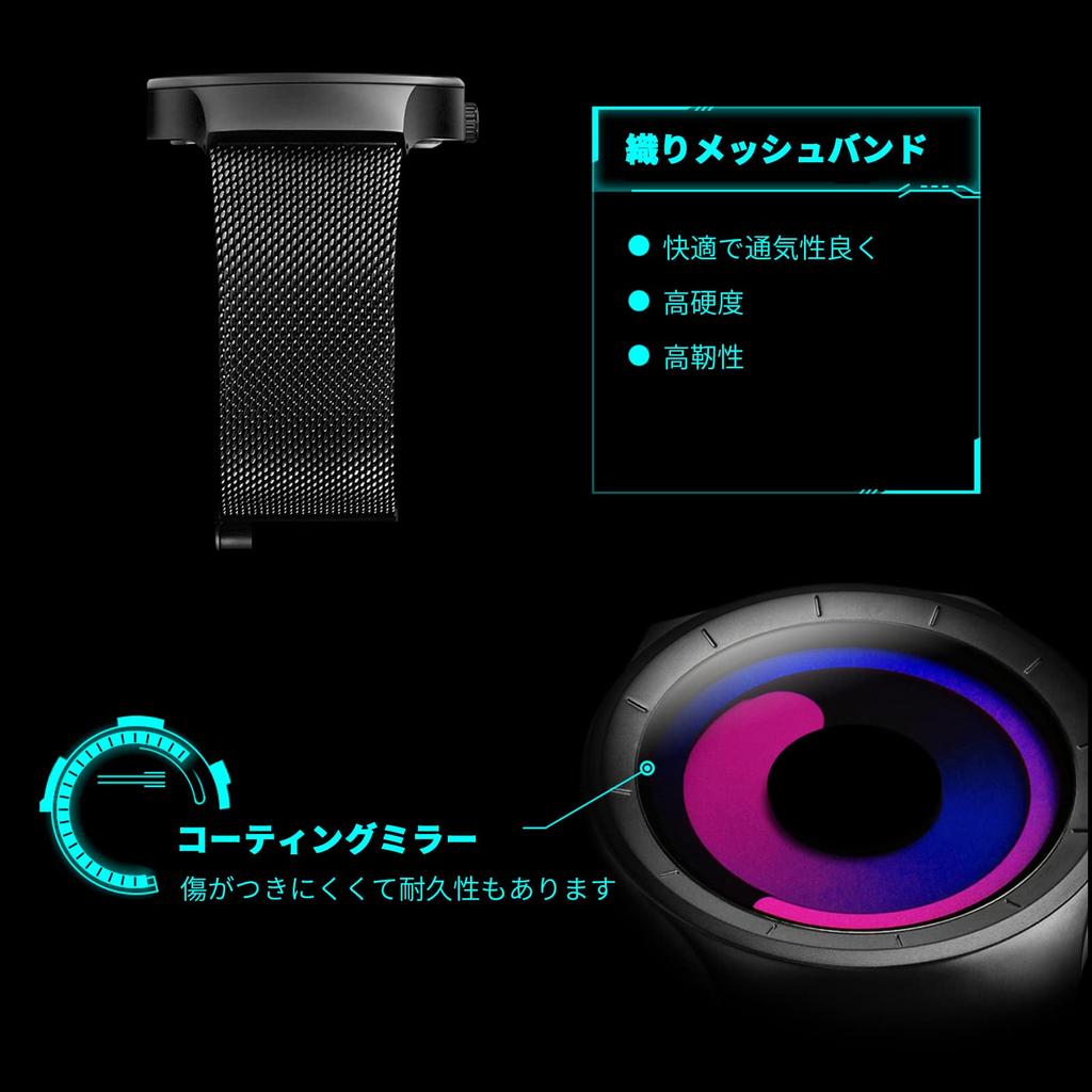 RORIOS Men's and Women's Analog Watch with Unique Time Display, Stylish Japanese-Made Quartz Movement, Water Resistant, Popular Mesh Band, Casual,