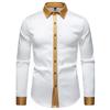 Men S Fashion Satin Smooth Color Block Long Sleeve Shirt