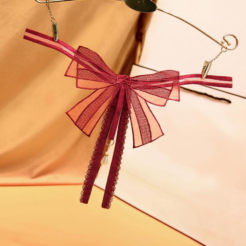 

Sexy Women Panties Bow Sheer Lace Transparent Thong Panties 183