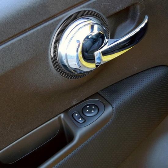 Carbon Fiber Interior Door Handle Decoration Cover Strip For Fiat 500 2012-2015