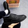 Pure Black Shoes Simple Casual Small Leather Shoes Youth Waiter Shoes Non-slip Sailing Shoes