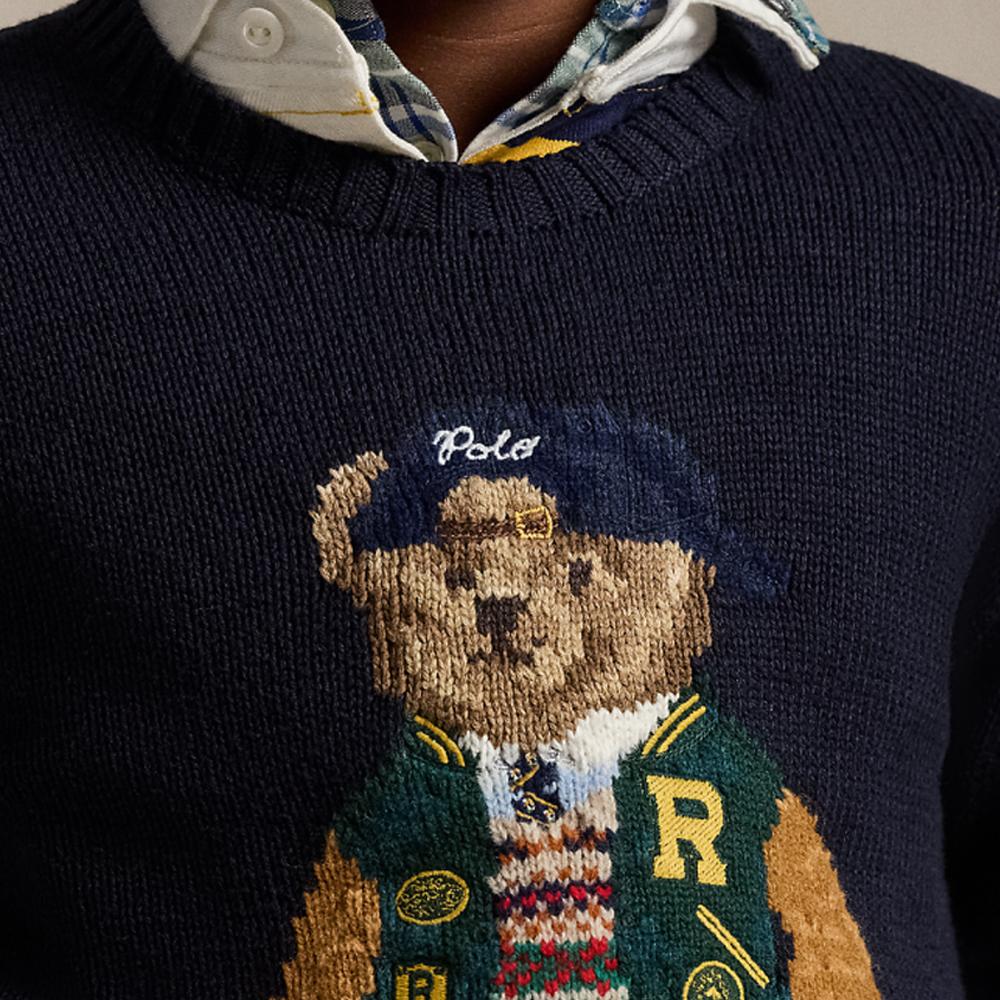 Sweter Polo Ralph Lauren Ss24 Misiu Okrągły Dekolt Haft Logo Długi Rękaw Dzianina Sweter Dziecięcy Ciemnoniebieski CWPOSWEY6820545-410