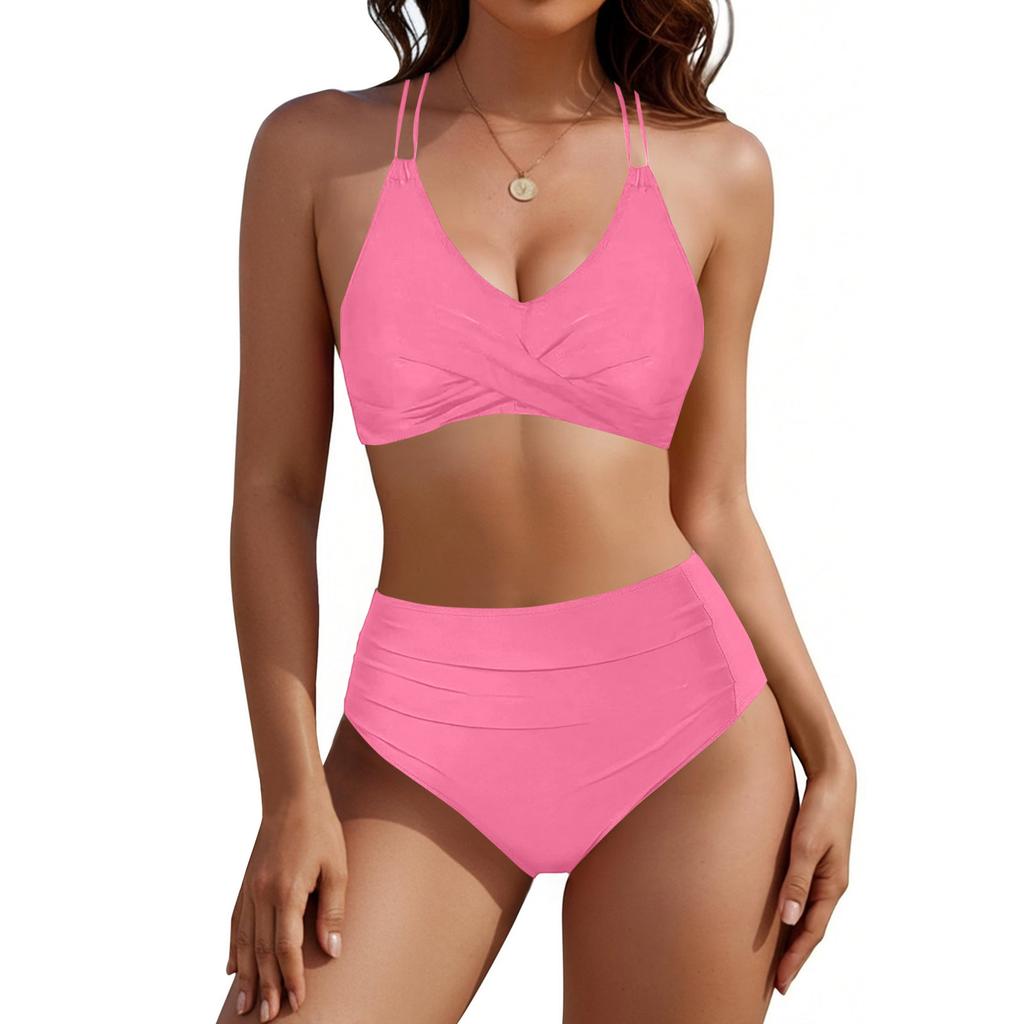 Women's Slimming Two-Piece Swimsuit Ruched Tummy  Bathing Suit  Swimwear