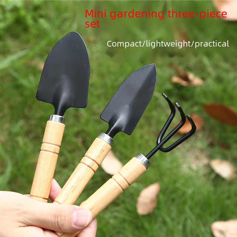 Thick Handle Gardening Shovel Set: Mini 3-Piece with Shovel, Rake & Succulent Flower Tools