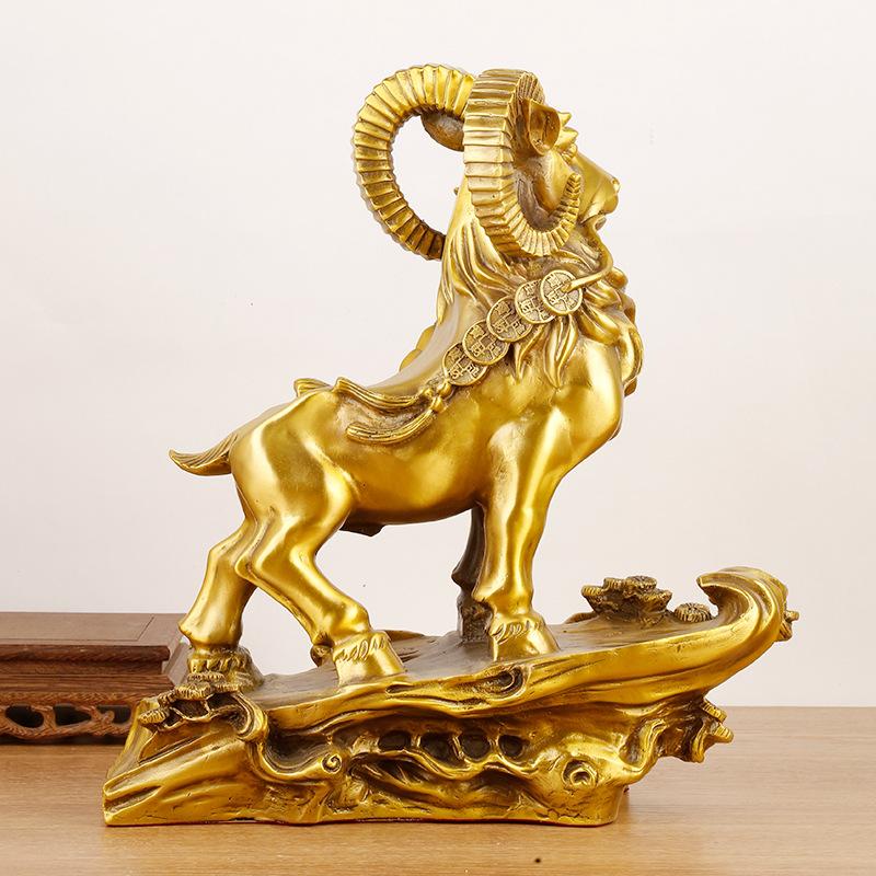 Leading Twelve Zodiac New Brass All Three Auspicious Sheep Ornament Large Copper Goat