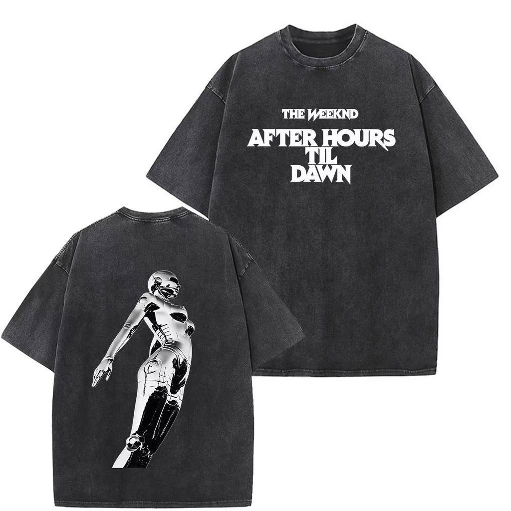 Summer Hot Sale The Weeknd After Hours Til Dawn Tour 2026 Merch Vintage Washed T-shirt Men WomenHarajuku Hip Hop Punk Oversized Tshirt