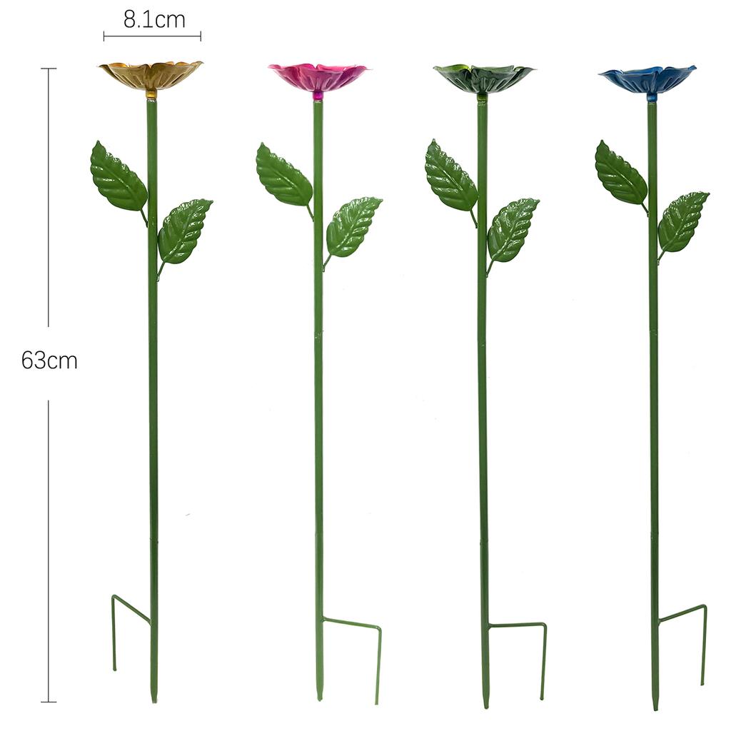 Garden Wrought Iron Flowers Decor Animal Food Cups Multi-color Flower Grass Lawn Layout Bees Animals Metal Water Dispensers
