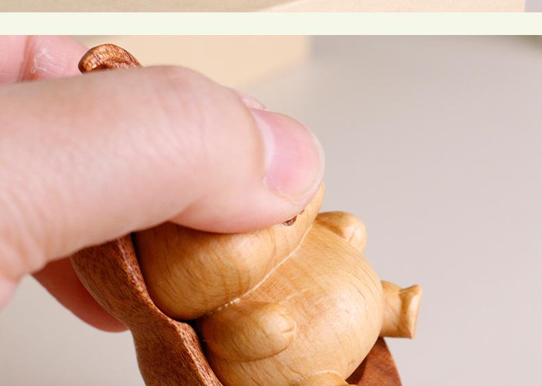 Buchenholz Fu Lu Kürbis Ornament - Niedliche Massivholz Handheld Heimdeko Handwerk