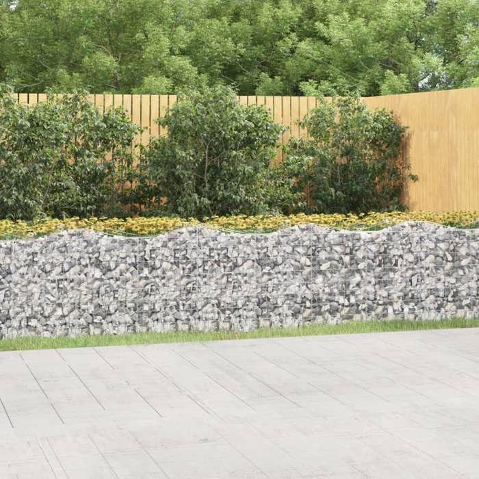 Lit surélevé à gabions arqué - Maison Exclusive - 600x100x100 cm - Fer galvanisé - Fil 3,5 mm