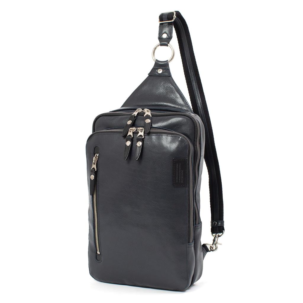 [Doubles] 2-Way BackpackBody Bag, Genuine Leather, A4 Size, JPU-7464 (Navy)