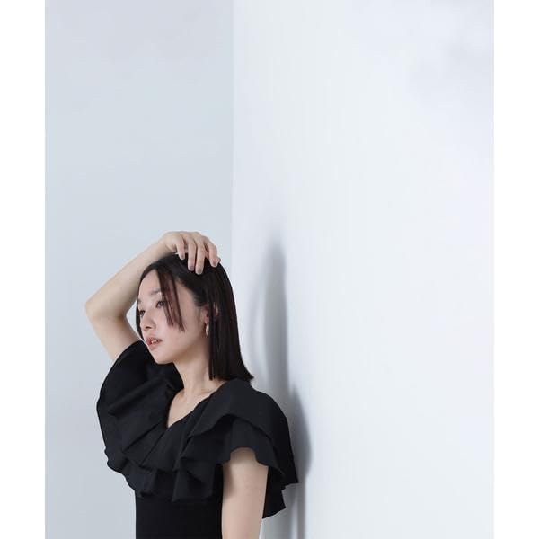 Natural Beauty Basic Ruffled Docking Knit Navy Women's Sweater,