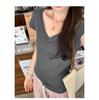 French Slim V-Neck Short-Sleeve White T-Shirt for Women - Summer 2026 New Arrival