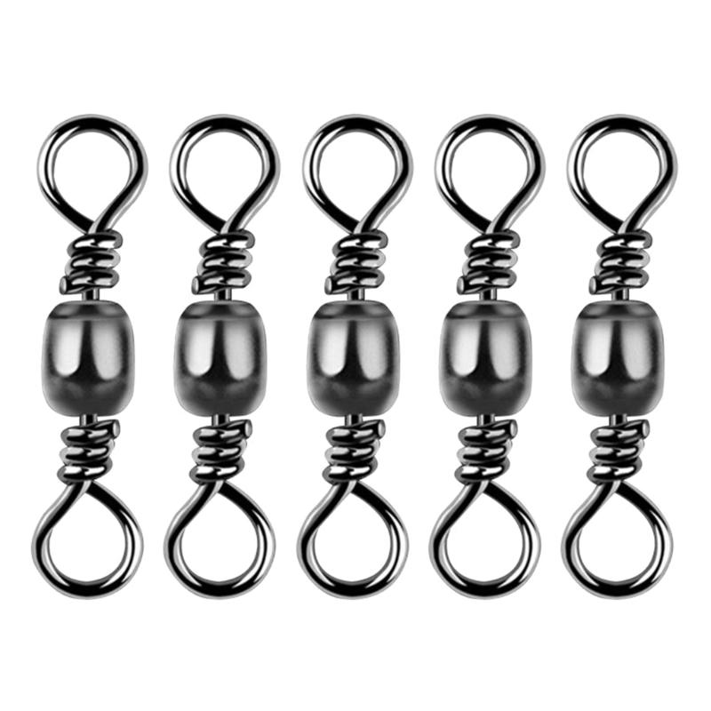 200Pcs Carbon Steel Swivels Fishing Line Connector Fishing Barrels Swivels Rolling Balls Bearing Fishing Swivels Enduring