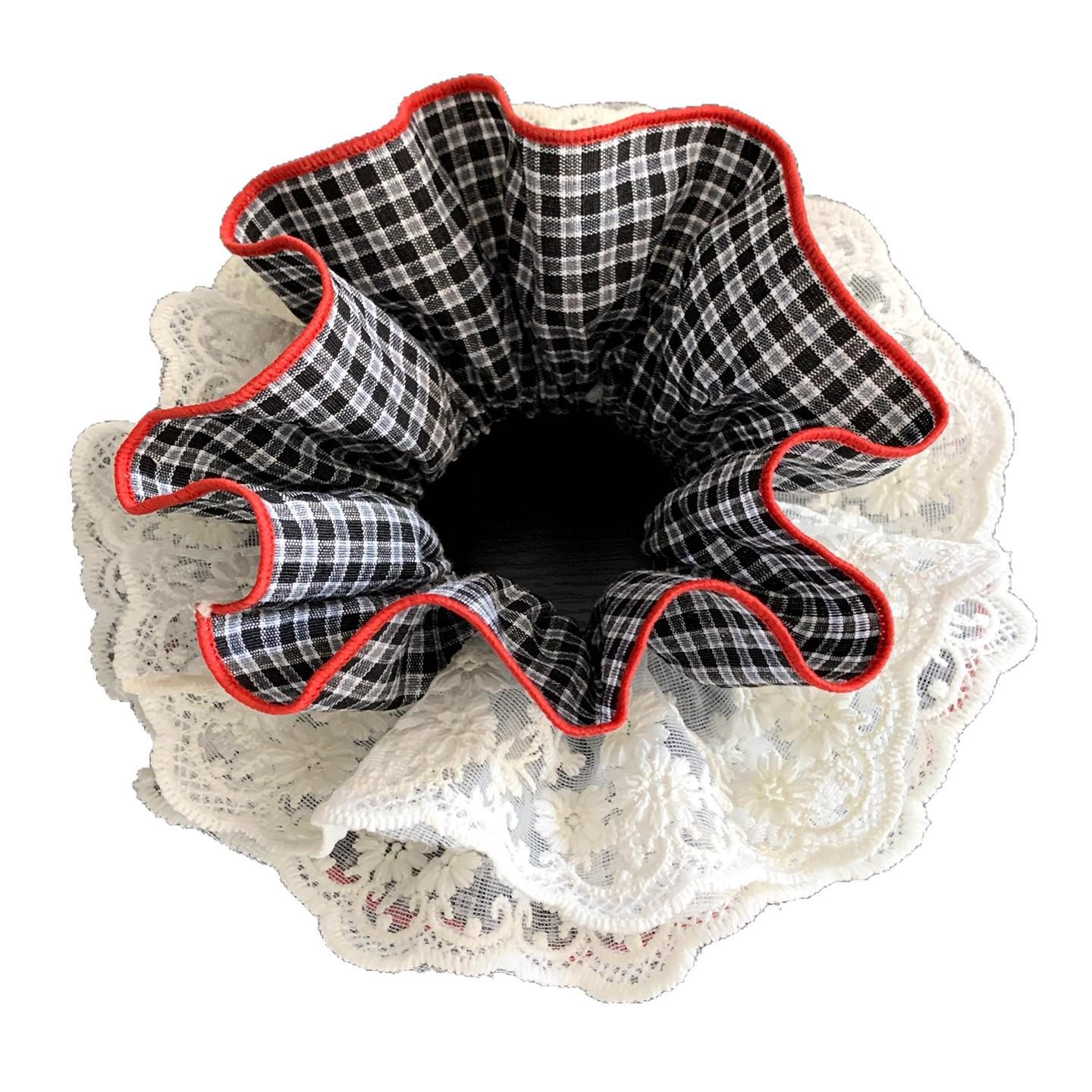 

Корейский стиль черно-белая клетчатая кружевная резинка-скранчи - Очень большая ретро универсальная заколка для волос для женщин