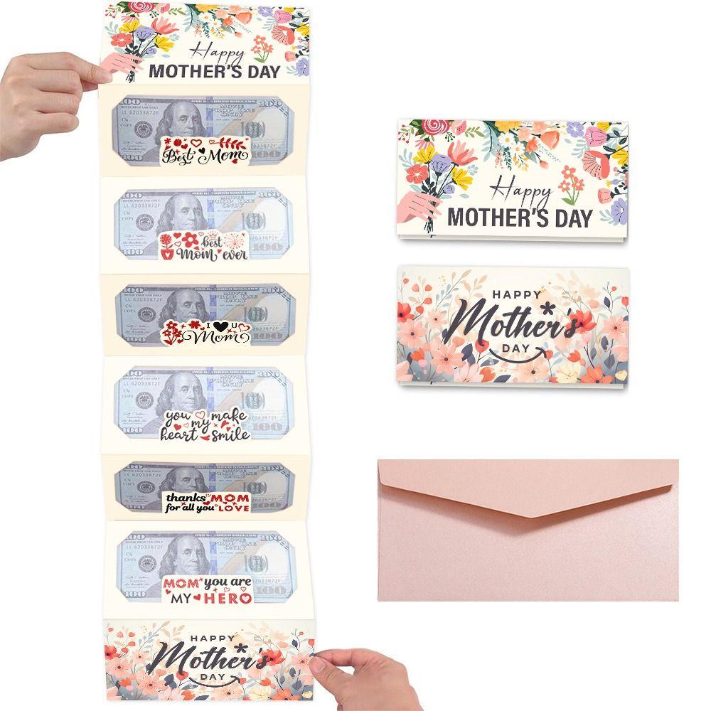 Flower Pattern Money Festival Card Surprise Mother's Day Cash Holder Festival Money Box For Mother