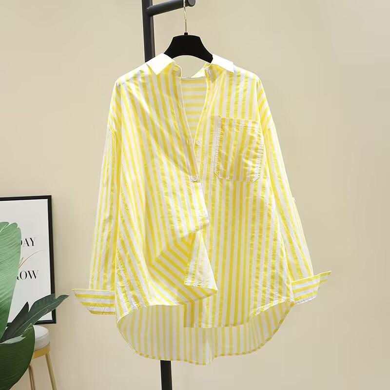Women's Striped Long-Sleeve Cardigan Shirt: 2025 Spring Fashion, Versatile & Loose-Fit