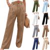 Ladies' Color Casual Fashion Breathable Loose Cotton And Linen Pants