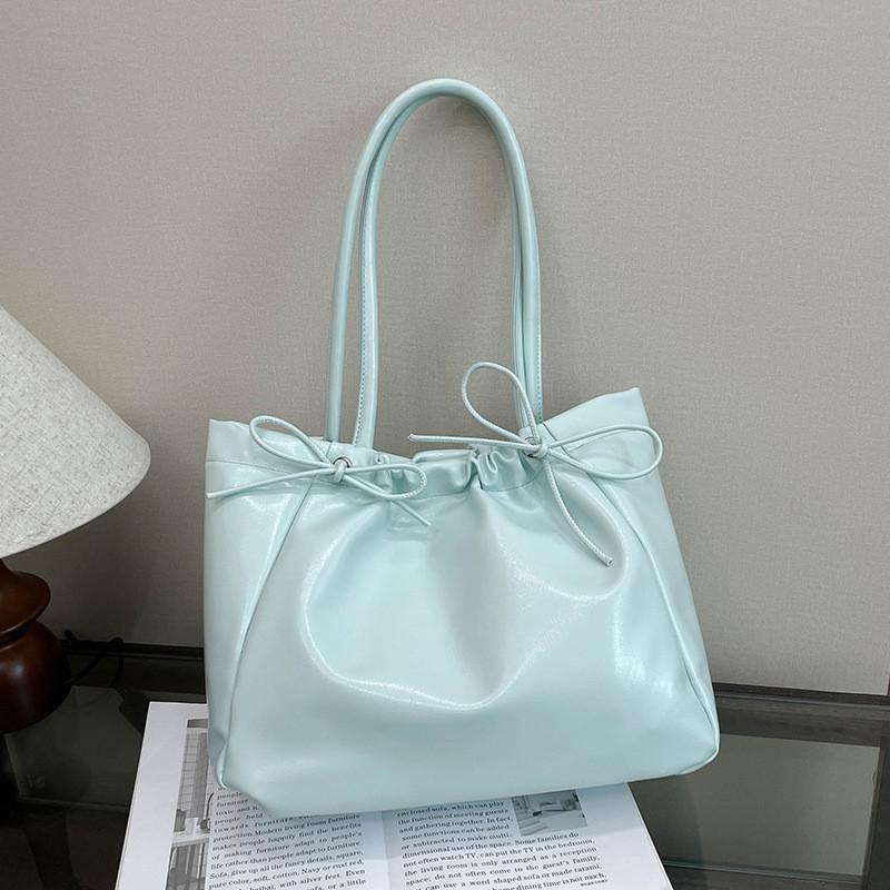 Simple Pu Bowknot Drawstring Bag For Daily Use