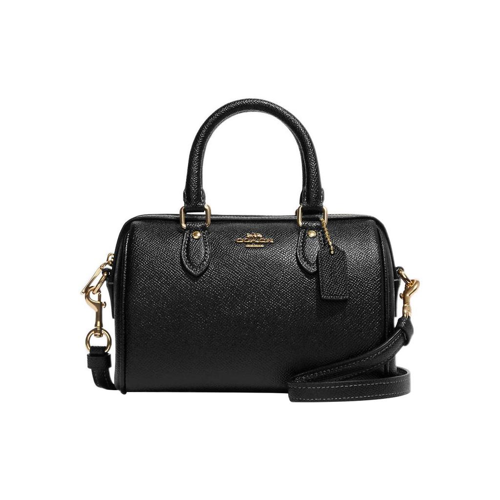 Coach Rowan 18 Zip Closure Crossgrain Leather Handheld Shoulder Crossbody Bag Small Women Bags Black CH157-IMBLK