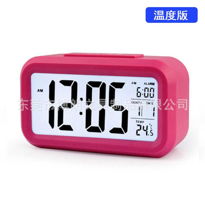 Smart clock, student English temperature alarm clock, silent backlit LCD electronic clock, digital clock