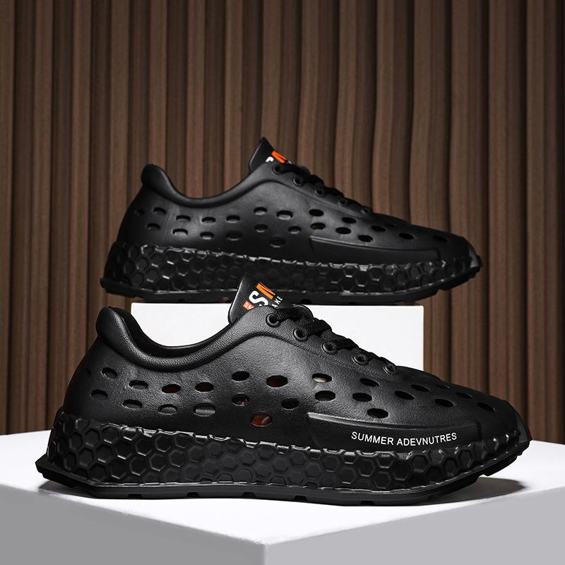 

Модные дизайнерские мужские сандалии, дышащая повседневная обувь для мужчин, нескользящие пляжные сандалии для отдыха на открытом воздухе, 2024, новые мужские сандалии на платформе 36 чёрный