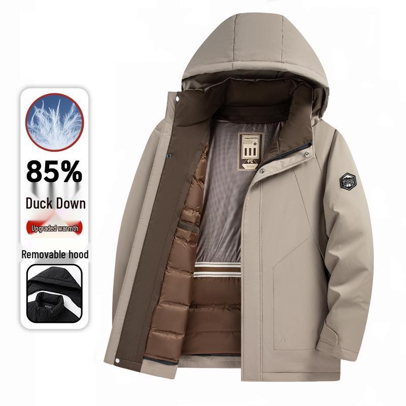 Men's 2025 Winter Hooded Down Jacket with Removable Liner - Thickened and Warm Casual Wear