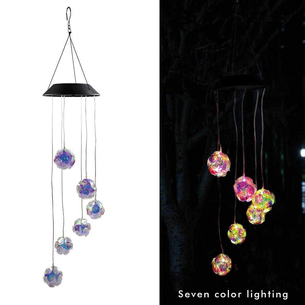 Solar Laser Wind Chime Lights Solar Powered Disco Ball Lamp Landscape Courtyard Lights Waterproof Outdoor Decorative Lamp