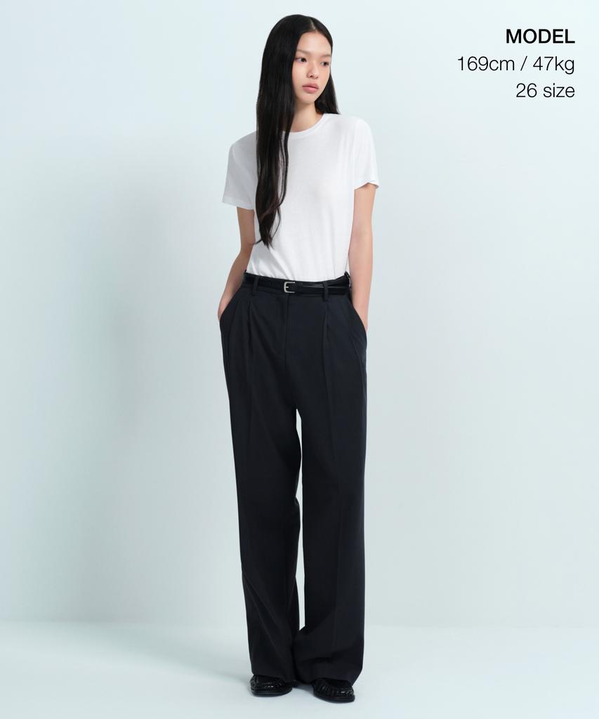MUSINSA STANDARD WOMAN Women'S Lightweight High-Waisted Wide Hidden Banding Slacks [Gray]