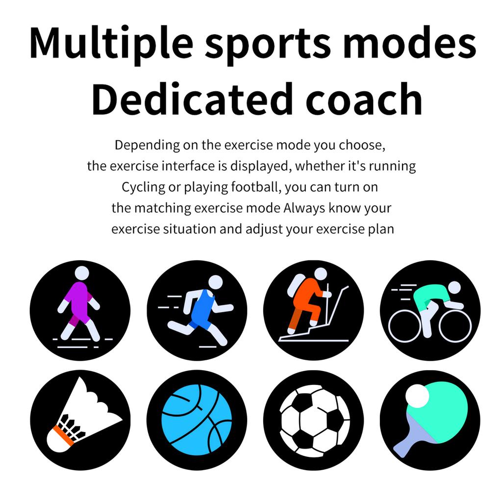 Sportowy Tracker Fitness Przypomnienie o Połączeniach Damski Smartwatch Wodoodporny Monitor Tętna Odtwarzanie Muzyki Pogoda Męski Smartwatch