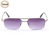 Old Flower Herren Bifokal Gleitsicht Sonnenbrille, Graue Gläser, Halbrand Lesebrille mit Kadiya Metallrahmen